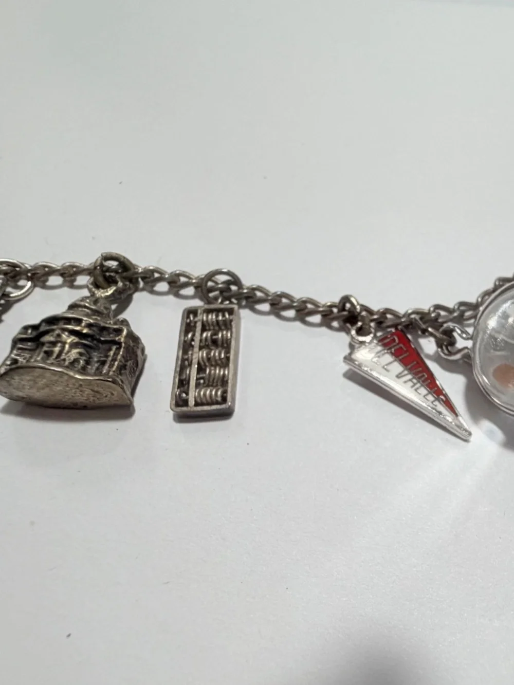 Vintage Silver-Tone Travel Charm Bracelet